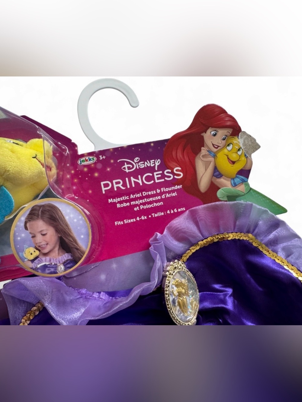 NWT Disney Princess Ariel Dress with Flounder
Shoulder Plush Costume 4-6X Age 3+ - Picture 4 of 13